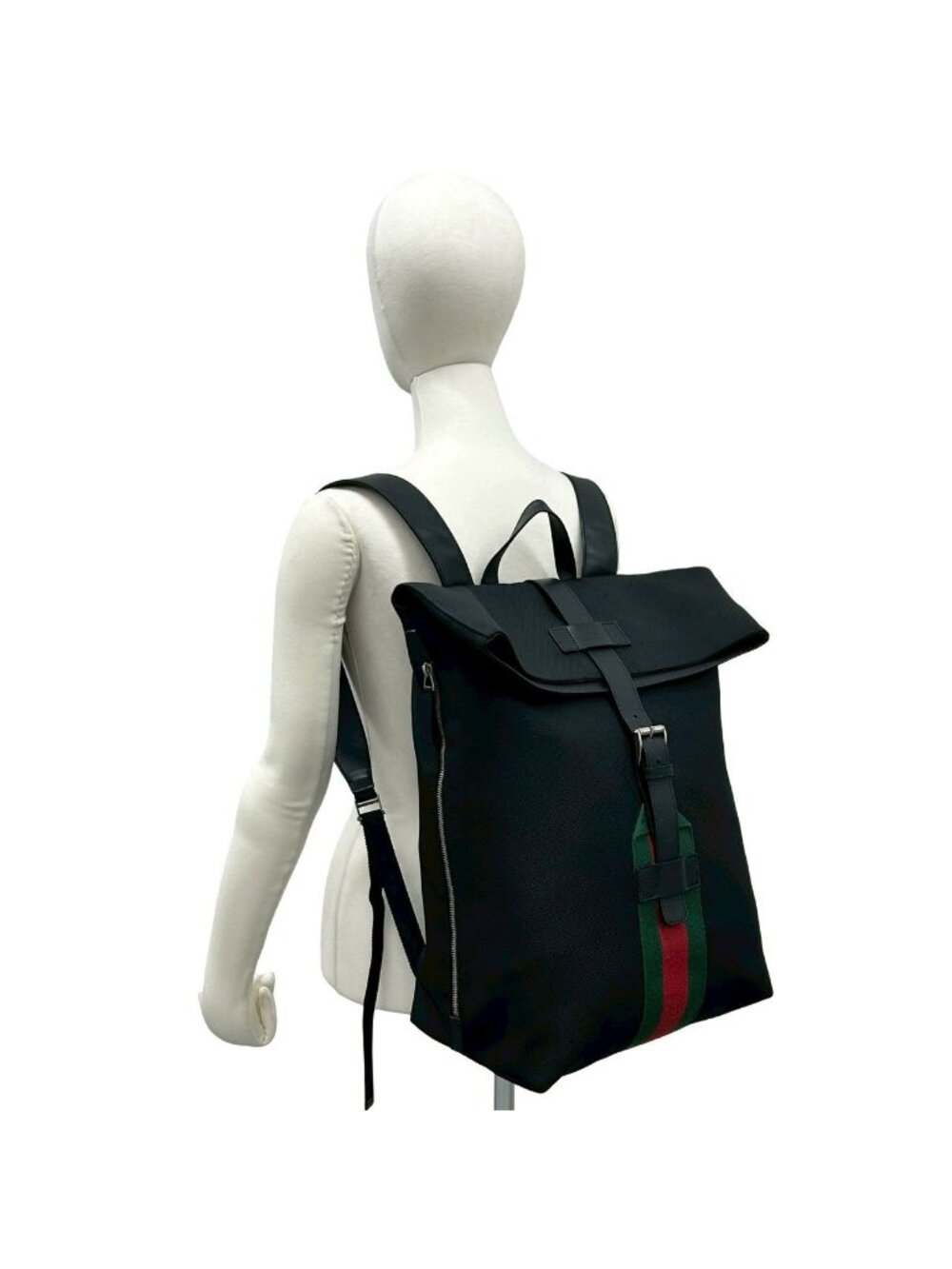 Gucci Sherry Line Web Canvas Leather Backpack Black - Picture 2 of 10